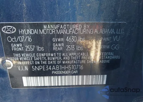 2017 Hyundai Sonata Sport 2.0T из США, поврежденный, VIN 5NPE34AB1HH510716